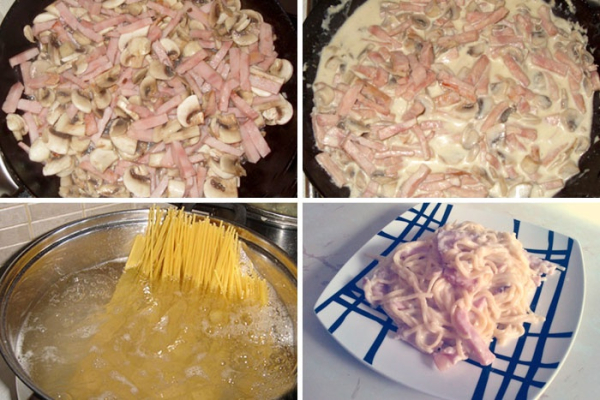 Паста с курицей и грибами в сливочном соусе Паста с курицей и грибами в сливочном соусе