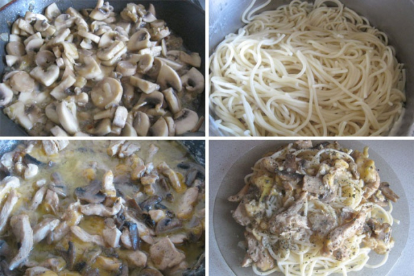 Паста с курицей и грибами в сливочном соусе Паста с курицей и грибами в сливочном соусе